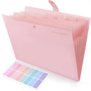 SKYDUE Expanding File Folder, Accordion File Organizer with 8 Pockets, Expandable Document Paper Receipt Holder for School Office Hospital, Letter/A4 Size Pink — 1