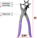 UNCO- Leather Hole Punch Tool, Multi Hole Sizes for Belts and Leather, Belt Hole Puncher, Purple Handle — 4