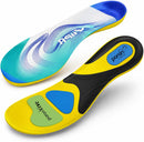 Gviipk Upgraded Plantar Fasciitis Insoles, 240lbs Heavy Duty Work Boot Insoles for Men, Arch Support Orthotics Inserts, Athletic Gel Shoe Inserts for Pain Relief, Flat Feet, Standing All Day - L - Blue Yellow — 1