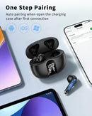 XIAOWTEK Wireless Earbuds, 2026 Bluetooth 5.4 Headphones Bass Stereo Ear Buds with Noise Cancelling Mic, LED Display in Ear Earphones 50H Playtime Ear Buds, IP7 Waterproof for Laptop Pad Phones Black photo 5