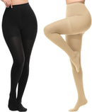 CASMON Medical Compression Pantyhose 15-20 mmHg Closed Toe Tights 2 Pairs | Black+Beige | Medium — 1