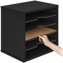 Ballucci 5-Tier File Organizer for Desk, Wooden Mail Sorter, Office Desk Organization, Paper Storage Organizers, Folder holder for desk, Letter Trays & Stacking Supports, Adjustable Shelves, Black — 6