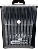 Copic Markers 9-Piece Multiliner Inking Pen Set B-2, Black (MLB2) | 9 Pens — 1
