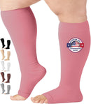 Mojo Toeless Compression Socks for Women and Men 20-30 mmHg Open Toe - AB211 | 6X-Large | Pink — 1
