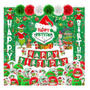 59Pcs Christmas Birthday Decorations Happy Birthday Banner backdrop Door Banner Birthday Porch Sign Hanging Banner Outdoor Christmas Decorations