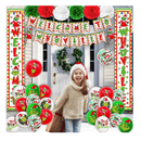 64Pcs Whoville Christmas Decorations Welcome To Whoville Banner Green Door Banner Welcome Porch Sign Hanging Banner Outdoor Christmas Decorations and Christmas Balloons for Christmas Party Supplies