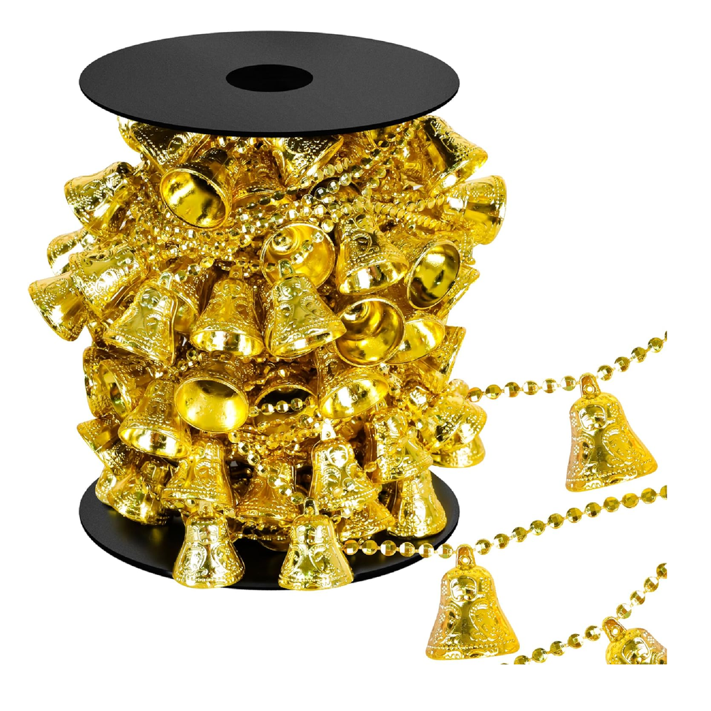 66 Feet Christmas Tree Beads, 3D Jingle Bell Bead Garland for Christma
