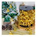 66 Feet Christmas Tree Beads, 3D Jingle Bell Bead Garland for Christmas Tree, Plastic Gold Bell Beads Strands Chain for Xmas Decor, Hanging Beads Garland Roll for Christmas Home Mantle Wreath Tree
