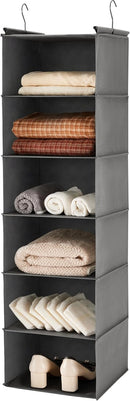 MAX Houser 6 Tier Hanging Closet Organizer with 2 Sturdy Hooks, Grey — 1