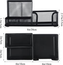 M&G Mesh Pen Holder Desk Organizers Pencil Holder for Desk Black, 3 Compartments Metal Office Supply Organizer with Sticky Notes Holder for School Home Office — 5