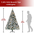 7.5FT Snow Prelit Christmas Artificial Tree,Warm White LED Lights Xmas Tree — 3