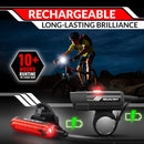 Bike Lights for Night Riding, USB Rechargeable Front and Back Lights, LED Bicycle Headlight and Tail Light Set, Water Resistant Bike Lights Rechargeable for Mountain Bikes, Kids Bike Light, MTB Light | Front & Back | Black & Red — 2