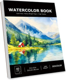 Soucolor Watercolor Paper Pad 9x12 140lb Cold Press 40 Sheets Art Supplies | Satind Black | 9" x 12" (Pack of 1) — 1