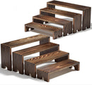 2 Set Wooden Tiered Risers Display Stands for Vendor Events,Stackable Wood Cupcake Display Stand,Farmhouse Decor Wood Dessert Table Display Set,Vendor Booth Display Items,Food Display Risers for Party | 2 PACK | Dark Brown — 1