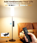 USTO Dimmable Floor Lamp with Remote,12W Led Bulb and Foot Switch, Black — 2