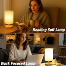 Desk Lamp LED Bulb Included, Small Bedside Table Lamp Plug-in - Classic Wood Base with Flaxen Fabric Shade, Lamps… — 6