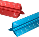 Rena Chris 2PCS Architectural Scale Ruler: 12" Imperial Aluminum Alloy Metal Architecture Measuring Tools, Engineering Drafting Construction Drawing Blueprints Triangular Architect Scaling Rulers | Red+Blue — 1