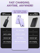 citicr Portable Charger 10000mAh PD20W w/Built-in Cables & Wall Plug Purple photo 2