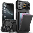 SSLOTSCASE for iPhone 16 Pro Max Case with Card Holder & Kickstand, Black — 1