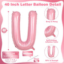 40 Inch Pastel Pink Letter Balloon U, Giant Custom Alphabet U Foil Balloon Baby Pink, Mylar Balloons Light Pink for Girls, Helium Alphabet U Balloons for Women Girls Birthday Party Decorations | Letter U — 2