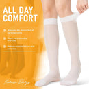 BSERA 2 Pairs Sheer Compression Socks for Women 15-20 mmHg Knee High | White | Medium — 5