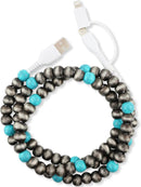Stylish [Apple MFi Certified] Beaded Phone Charger Cable Metallic Colors USB Cable 2 in1 USB-C Charging Cord for Smartphones 3.3ft (Charcoal) 1