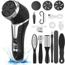 Electric Callus Remover for Feet with Vacuum, Professional Pedicure Tools Kit, Rechargeable Waterproof Foot File for Foot Care Deadskin Remover with 3Heads&2Speed,LCD Display - Black Electric Callus Remover +10in1 — 1