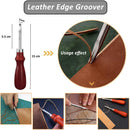 Leather Tooling Kit, Including Leather Cutting Knife Tracing Wheel Edge Beveler Groover Wooden Burnisher Swivel Knife Leathercraft Accessories-7PCS-silver — 5