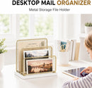 OPNICE Wooden Mail Organizer, File Organizer for Desk, Gold — 4
