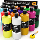 Nicpro 14 Colors Large Bulk Acrylic Paint Set (33.8 oz, 1000 ml) Rich Art Painting Supplies, Non Toxic for Multi Surface Rock Canvas Wood Ceramic Leather Fabric Craft for Adult with Color Wheel | 33.8 Fl Oz (Pack of 14) — 1