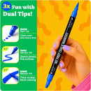 Chalkola 24 Chalk Markers for Blackboard, Chalkboard - Dual Tip Dot + Brush | 24 Colors — 3