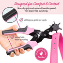 Pro-Master Belt Hole Puncher for Leather, Effortless Control, Precise Holes | Pink Hand-held — 6