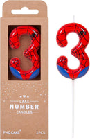 PHD CAKE 2.76 Inch Number 3 Spider Birthday Candles, Spider Cartoon Themed Number Candles, Cake Number Candles, Party Celebration | Spider Theme — 1