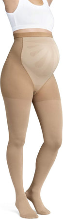 JOBST Maternity Opaque Compression Waist High Pantyhose Stockings, Closed Toe, 20-30 mmHg Moderate Support for Swollen Legs During Pregnancy | Large | Caramel — 8