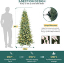 6 FT Prelit Artificial Skinny Christmas Tree,Blue Spruce Slim Pencil Xmas Tree with 1205 PE&PVC Mixed Branch Tips and 300 UL Listed Clear Lights,Hinged Pine Tree with Metal Stand for Home Office Décor — 7