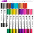 TANMIT 36 Dual-Tip Brush Pens, Art Markers for Adult Coloring Books | 36 Dual Pens — 1
