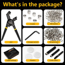 zonglan Heavy Duty Grommet Tool Kit of 1/2" 5/16" and 3/8",Multi Size Handheld Eyelet Tool Plier Rivet Press with 900 pcs Silver Grommets for Tarp Leather Fabric | 3-Die Set: 1/2", 5/16", 3/8" — 4