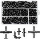 Unoutur 300 Pcs Barbed Connectors Drip Irrigation Fittings Kit, 1/4" Drip Irrigation Kit for Garden Flower Pot Greenhouse Lawn (Straight Barbs,Single Barbs,Tees,Elbows,End Plug,4-Way Coupling) | 300 Pcs (1/4" Barbed Connectors) — 1