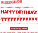 Pre-Strung Felt Happy Birthday Banner Red Garland Set — 2