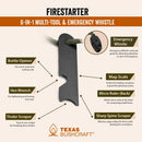Texas Bushcraft Fire Starter - 3/8" Thick Ferro Rod with Striker and Paracord Wrist Lanyard – Waterproof Flint Fire Steel Survival Lighter for Your Camping, Hiking and Backpacking Gear | Army Green — 7