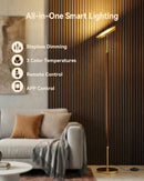 JOOFO Wood LED Torchiere Floor Lamp with Remote, 3000LM Dimmable — 3