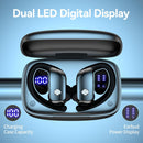 bmani Ear Buds Wireless Earbuds Bluetooth Headphones with 80H Playtime LED Display Case, Over-Ear Hook with Mic, Stereo Sound, Easy Button Controls, Sports Earphones for Running Workout Gym Black photo 2