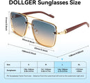 Dollger Square Aviator Sunglasses for Men and Women Fashion Metal Vintage Gradient Shades Sunglasses UV400 Protection | B:gradient Yellow | 60 Millimeters — 5