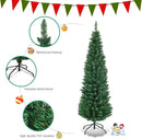 Goplus 6FT Pencil Christmas Tree, Artificial Slim Christmas Tree, 400 Branch Tips, Premium PVC Needles, with Sturdy Metal Stand, Unlit Xmas Tree for Home Office Shops Hotels — 6