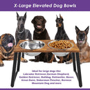 Elevated Dog Bowls for X-Large Dogs with Spill Proof Mat 2 X-Large 3000ML(13CUPS) Stainless Steel Dog Bowls, 16.5" Tall Raised Dog Bowl Stand,Dog Food & Water Bowls for Large, Extra Large Dogs — 2