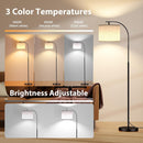 SIBRILLE Floor Lamp with Linen Shade, Arc Dimmable Tall Standing Lamp with Remote Control, Modern Floor Reading… — 2
