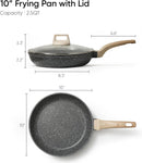 CAROTE Non Stick Frying Pan, 10 Inch Classic Granite Skillet with Glass Lid