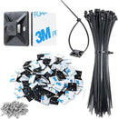 XHF 3/4" Strong Back-Glue Self Adhesive Black Cable Zip Tie Mounts 100pcs with 8" Zip Ties, Screws, UV Protection Outdoor Sticky Wire Fasteners Cable Clips Management Anchors Organizer Holders Squares photo 1