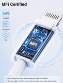 USB C to Lightning Cable Nylon Braided [Apple MFi Certified] - 2Pack 6/10FT 3