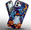 Case for iPhone 16,Scratch Resistant Hybrid Double Layer Hard Shell，Halloween Colored Glass Witch Ghost — 4